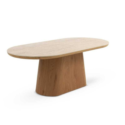 Mesa oval de madeira com base sólida