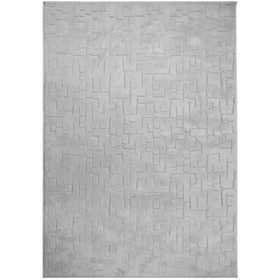 Tapete cinza claro com padrão geométrico em relevo