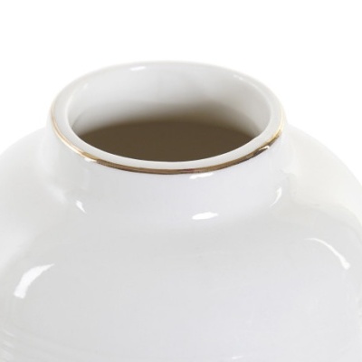 Vaso branco de cerâmica com borda dourada