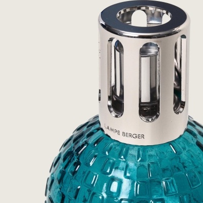 Frasco azul com tampa metálica prateada LAMPE BERGER
