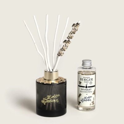 Conjunto de difusor de aroma com frasco preto e recarga transparente Lolita Lempicka
