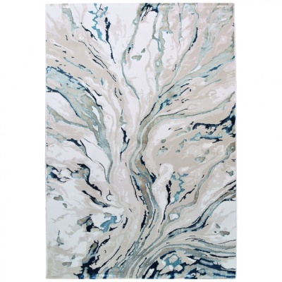 Tapete com padrão abstrato em tons de bege e azul