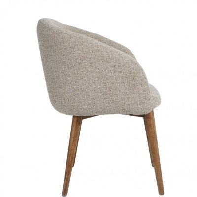 Cadeira estofada cinzenta com pernas de madeira