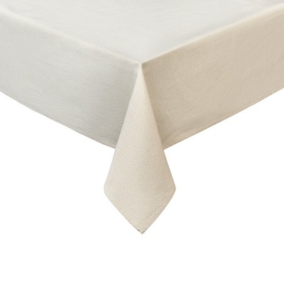 Toalha de mesa bege claro com textura lisa