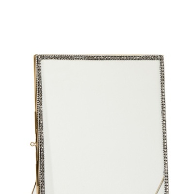 Espelho de bancada com moldura dourada e pedras brilhantes