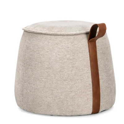 Pufe cinzento claro com alça castanha