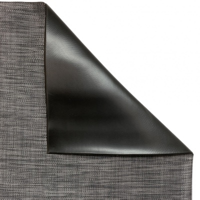 Tapete ou esteira cinza com padrão tecido e lado preto liso