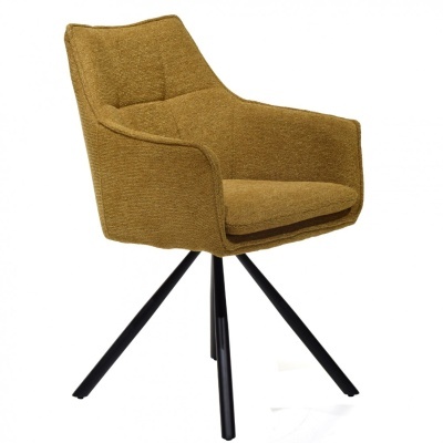 Cadeira castanha de tecido com estrutura preta