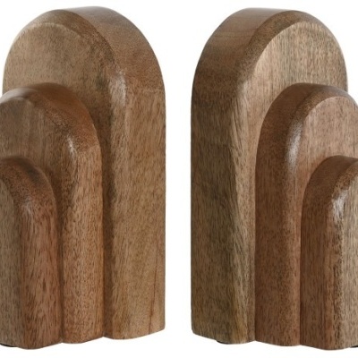 Suportes para livros em madeira castanha com formato arredondado