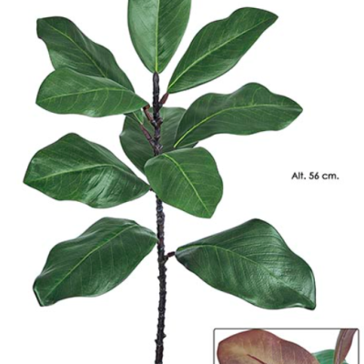 Folha artificial de planta verde escuro e castanho-avermelhado de 56 cm de altura