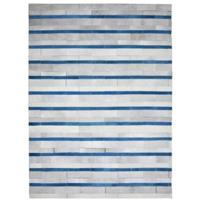 Tapete com riscas horizontais azuis, cinzentas e brancas