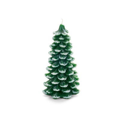 Vela verde em forma de árvore de Natal com topos brancos