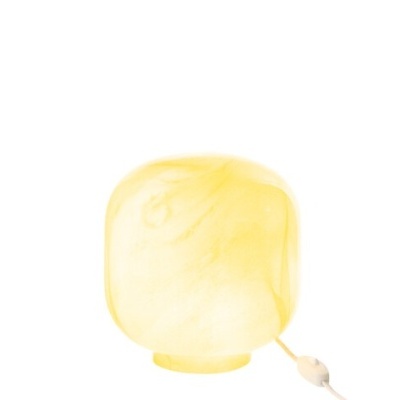 Luminária amarela translúcida com interruptor branco e fio