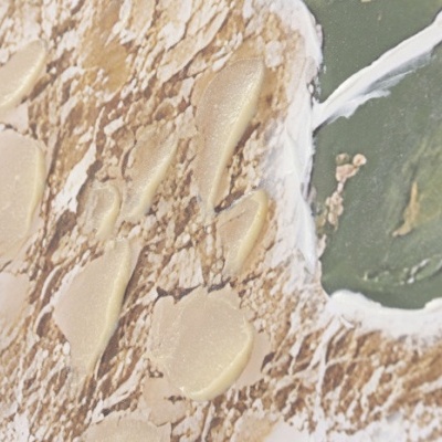 Superfície texturada com relevos creme, bege e verde, textura decorativa
