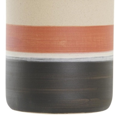 Base de frasco cerâmico com faixas beige, terracota e preto