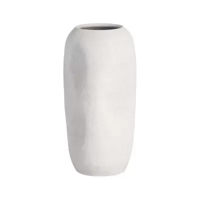 Vaso cilíndrico branco com textura rugosa
