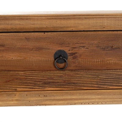 Gaveta de madeira castanha com puxador redondo preto