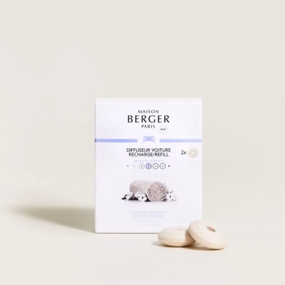 Embalagem branca de recarga para difusor de carro Maison Berger com duas unidades