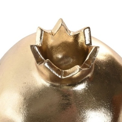 Fruto decorativo de romã dourada em cerâmica