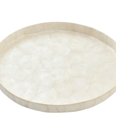 Tabuleiro redondo branco translúcido com canto elevado