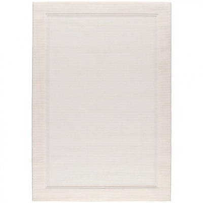 Tapete creme rectangular com textura subtil e borda