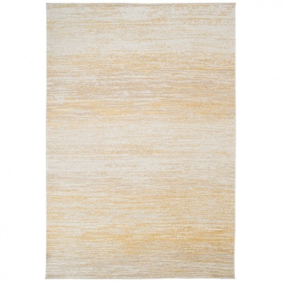 Tapete retangular com padrão abstraído em tons bege e amarelo claro