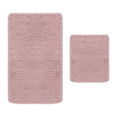 Conjunto de dois tapetes de banho rosa claro