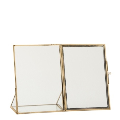Espelho duplo de mesa com estrutura dourada