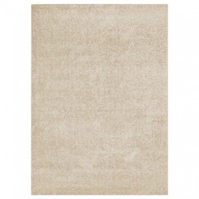 Tapete bege claro de pelo alto retangular