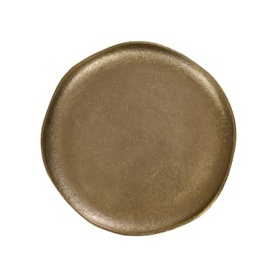 Prato redondo castanho com bordas irregulares