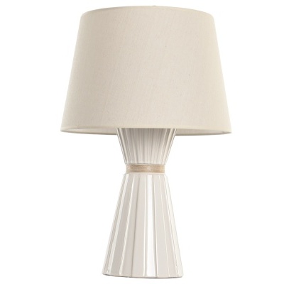 Candeeiro de mesa branco com abat-jour bege