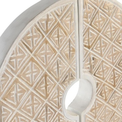 Objeto decorativo redondo com padrão geométrico em relevo