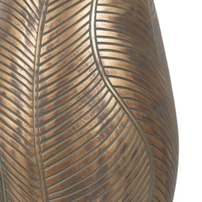 vaso decorativo bronze com padrão de folhas