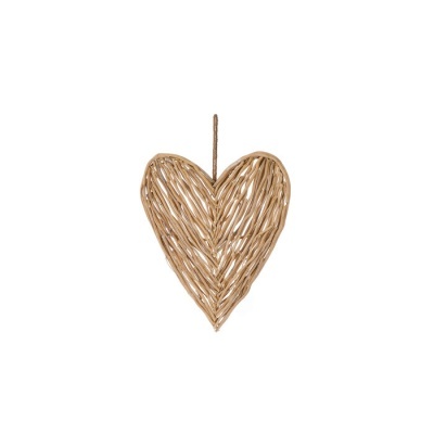 Decoração coração de vime natural com corda