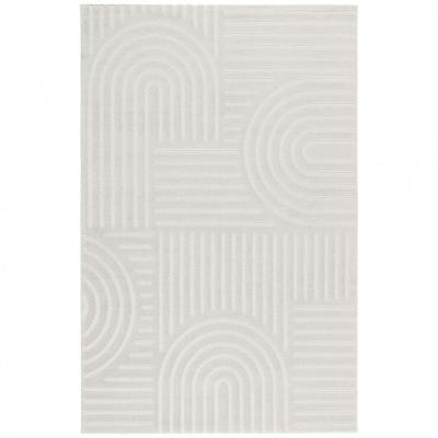 Tapete creme com padrão geométrico em relevo