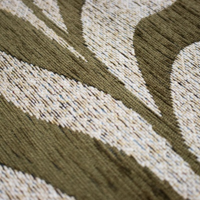 Tecido com padrão abstrato verde-oliva e bege