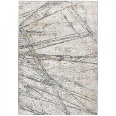 Tapete retangular abstrato cinza e bege