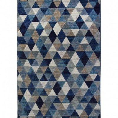 Tapete azul com padrão geométrico de triângulos