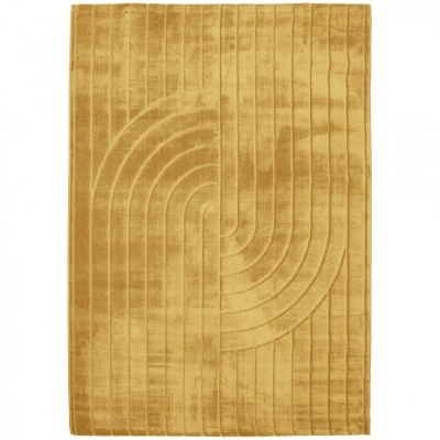 Tapete mostarda com padrão geométrico em relevo