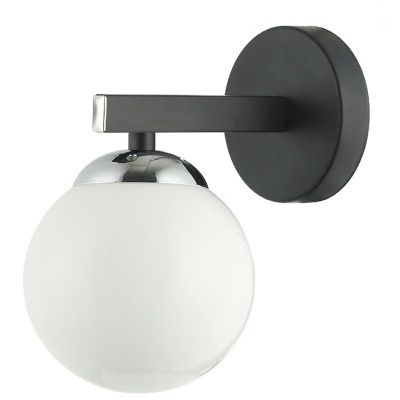 Aplique de parede preto e branco com cúpula esférica