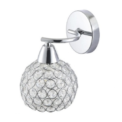 Aplique de parede metálico cromado com cúpula de cristais