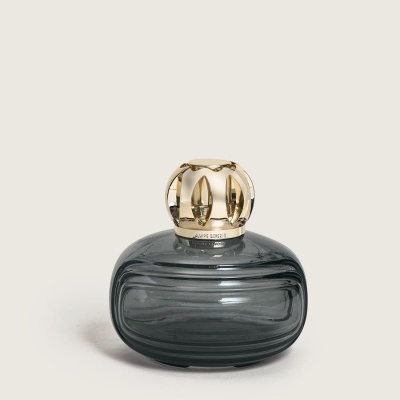 Frasco cinzento escuro de vidro com tampa dourada decorativa da Lampe Berger