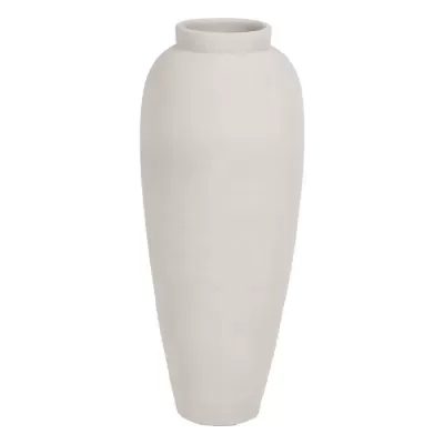 Vaso alto branco de cerâmica com acabamento mate