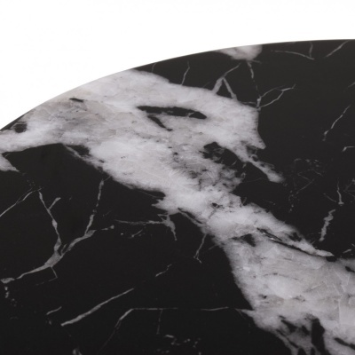 Tampo de mesa redonda de mármore preto com veios brancos