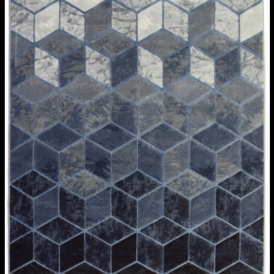 Tapete geométrico azul e cinza com padrão de cubos 3D