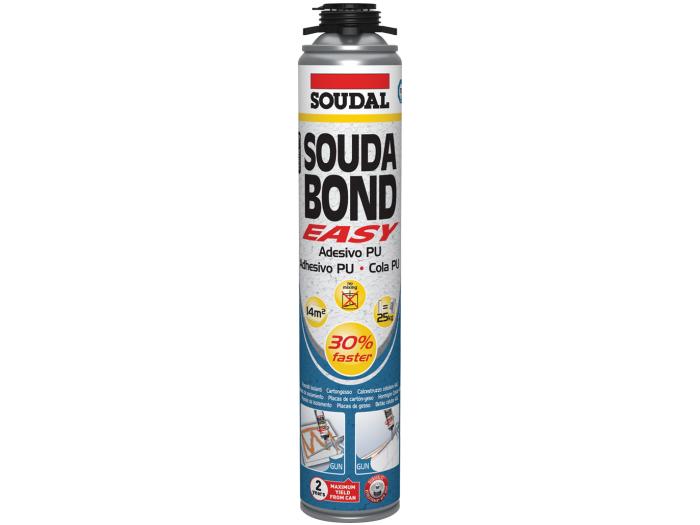 SOUDAL SOUDADOND EASY 1K GUN 750ml Recipiente cilíndrico de adesivo PU Soudal SOUDA BOND EASY com tampa preta
