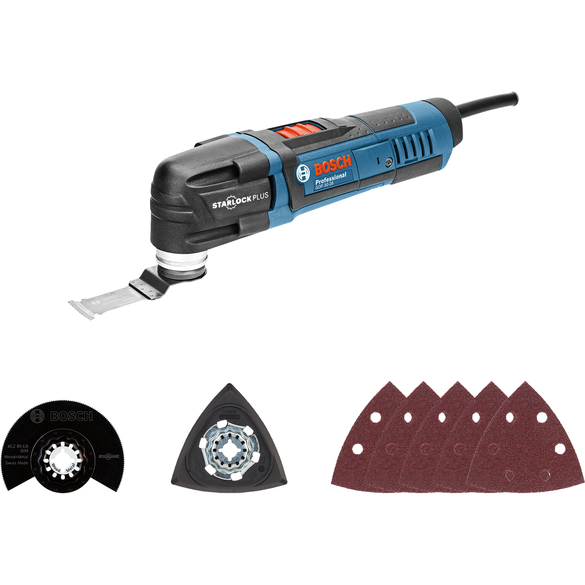 BOSCH PRO GOP 30-28 Multiferramenta Ferramenta multifunções Bosch Professional GOP 30-28 com acessórios e lixas