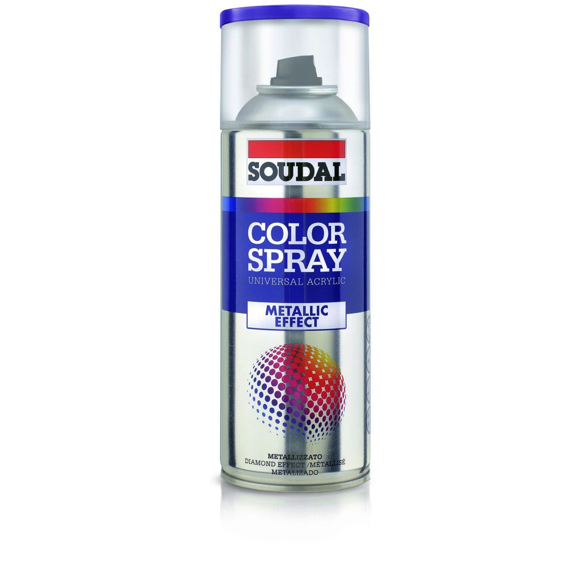 SOUDAL COLOR SPRAY METALLIC EFFECT Spray de cor 400ml Lata de spray de tinta metálica SOUDAL color spray