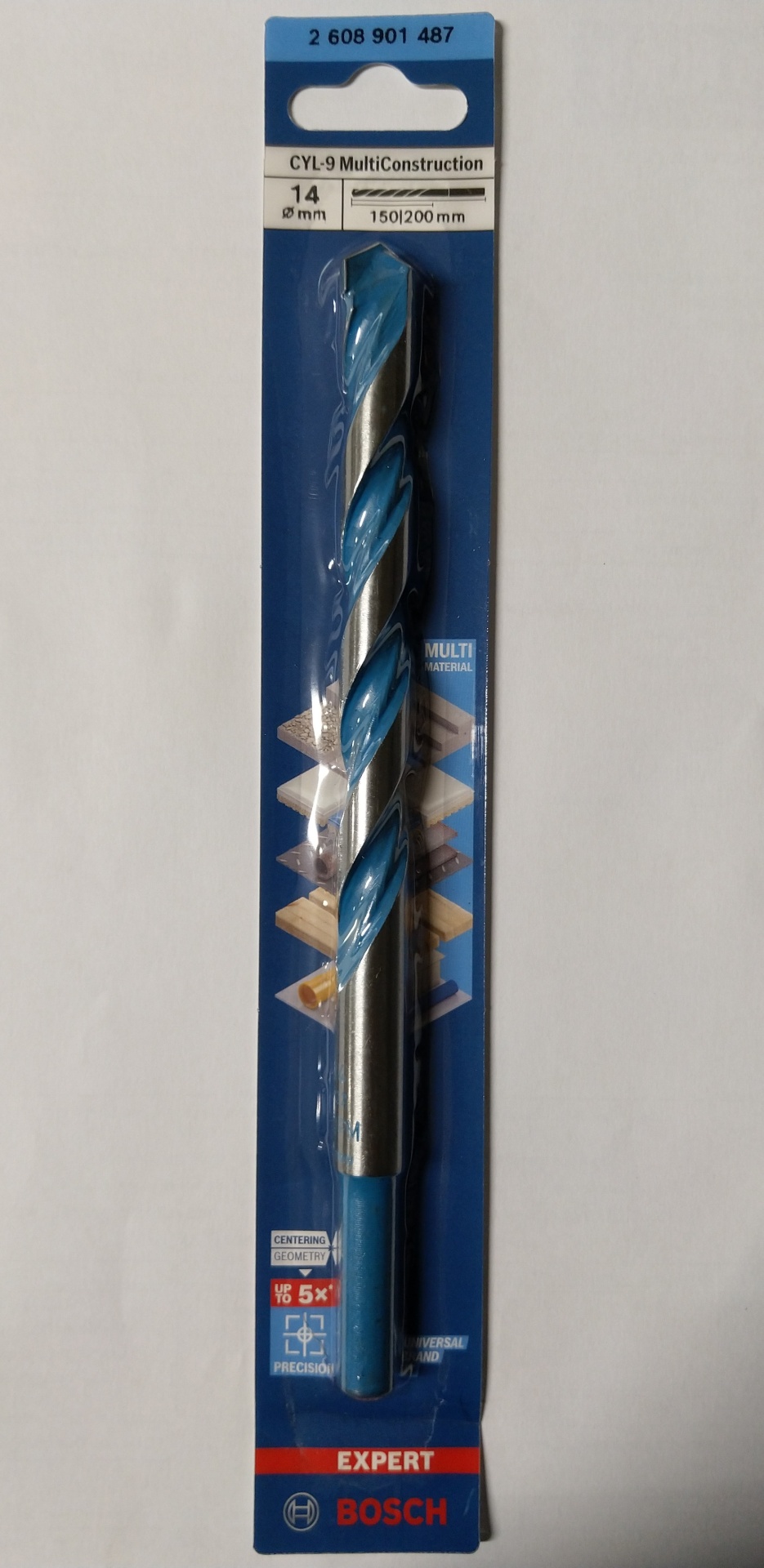BOSCH EXPERT Broca CYL-9 MultiConstruction 14x150x200mm Broca Bosch CYL-9 MultiConstruction 14 mm em blister azul