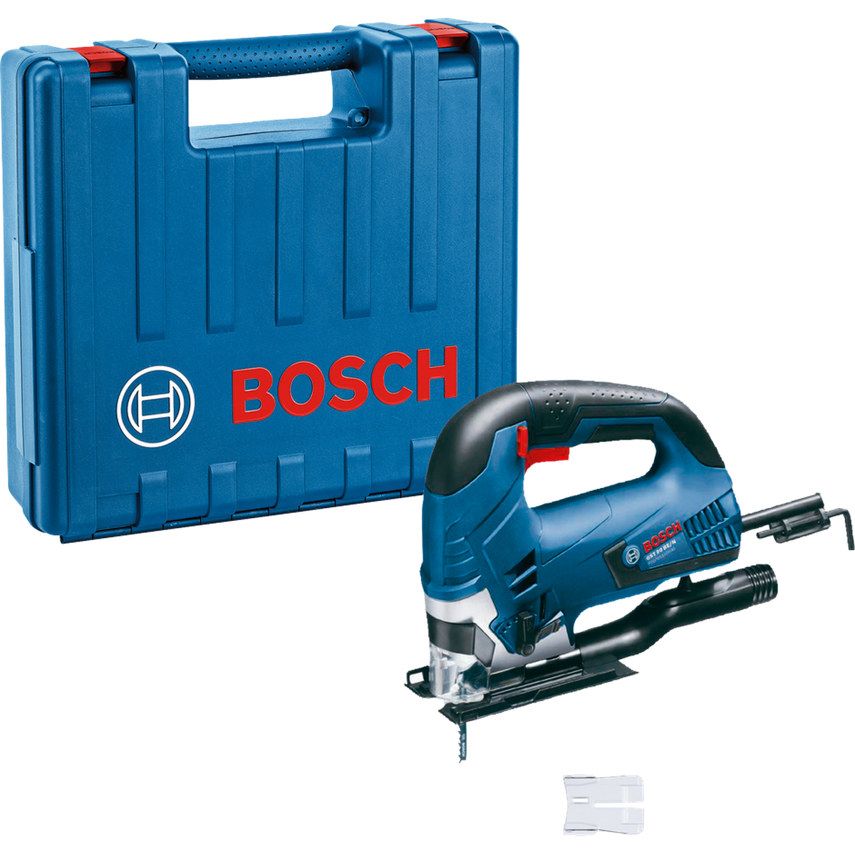BOSCH PRO GST 90 BE Serra Vertical Máquina de corte Bosch azul com caixa de transporte azul e marca BOSCH